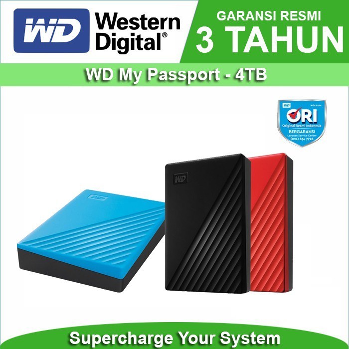 NEW!! WD MY PASSPORT 4TB USB 3.2 (FREE POUCH) - ORIGINAL - BLACK