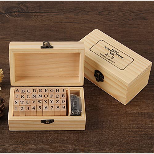 Alphabet Stamp Set Stempel Huruf Alfabet Stempel Cap Kayu Karet / Rubber Stamp Set With Ink