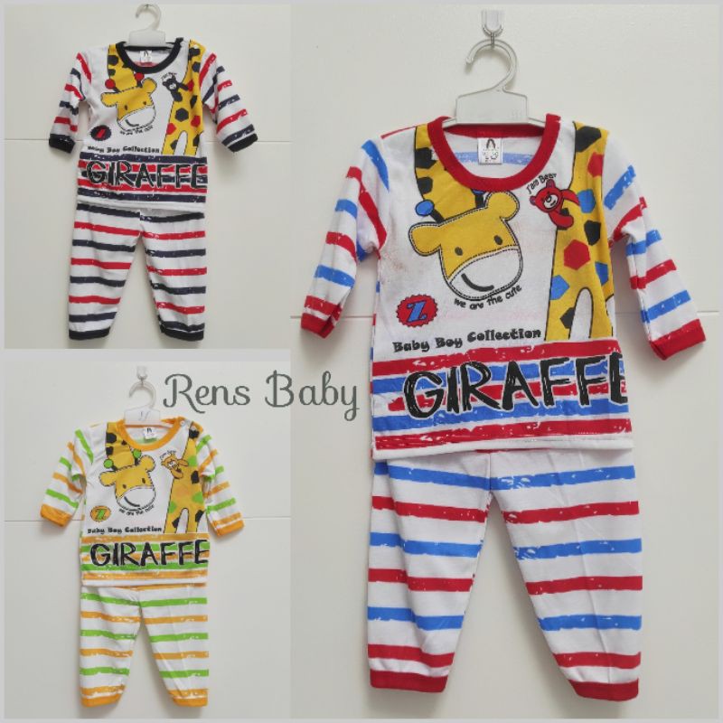 3-18 bulan YEIKO JERAPAH giraffe setelan baju tidur celana panjang kancing bahu anak bayi