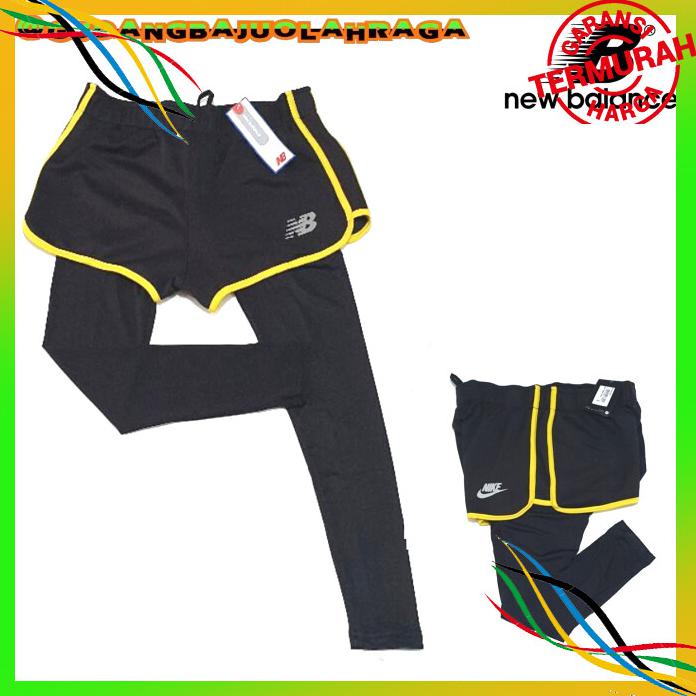 OLAHRAGA CELANA LEGGING SENAM SEPEDA OLAHRAGA JOGING LARI ZUMBA AD 2 IN 1 KUNING BAYAR COD