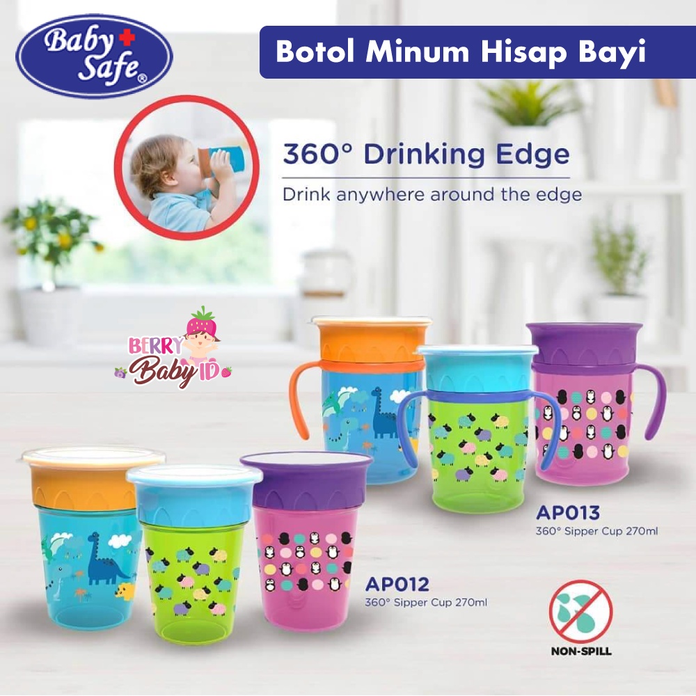 Baby Safe 360 Sipper Cup Gelas Bayi Anti Tumpah 6m+ 270 mL BBS036 Berry Mart