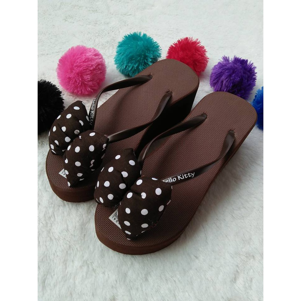 Sandal wedges wanita pita colorful tebal terbaru bahan spon Kualitas Super sendal tebal 5cm