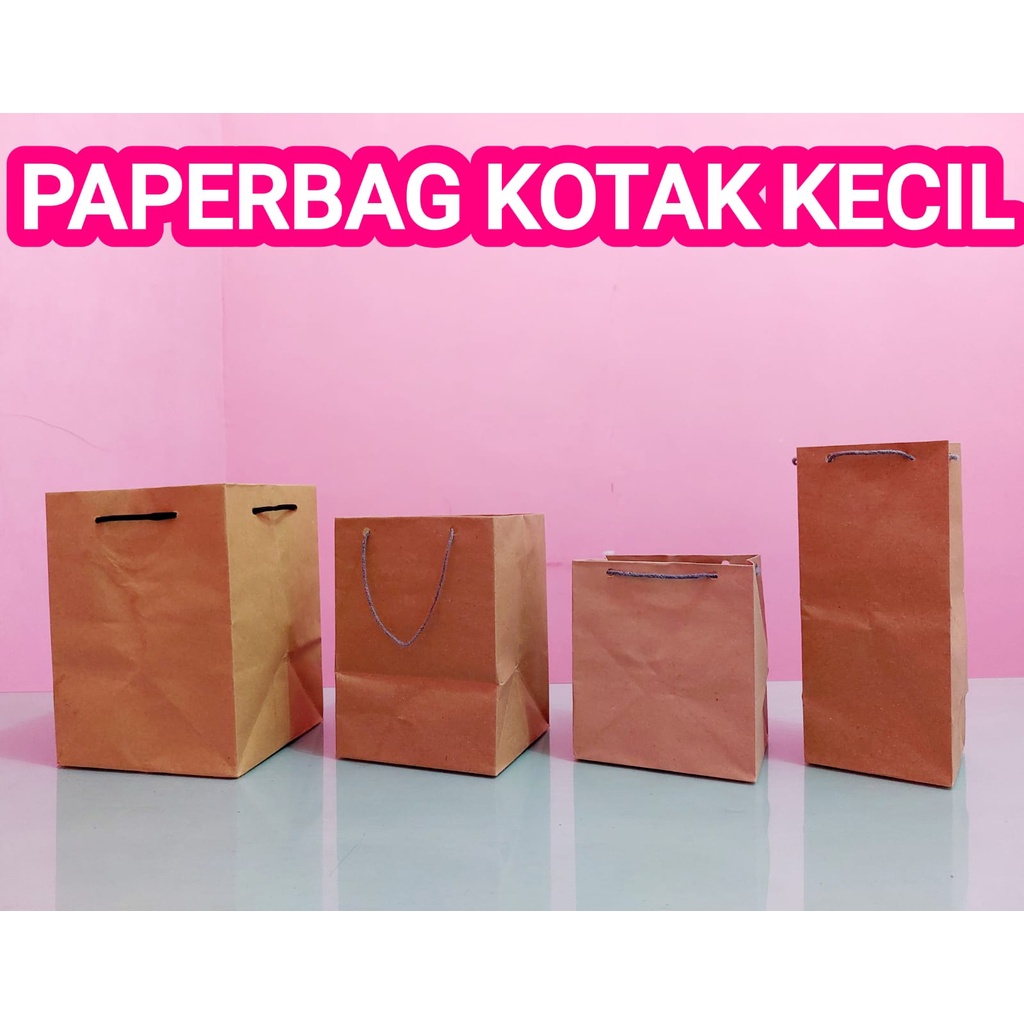 

Paper bag Kotak polos coklat KECIL / paperbag kotak murah tas kertas coklat box toples donat paperbowl boto
