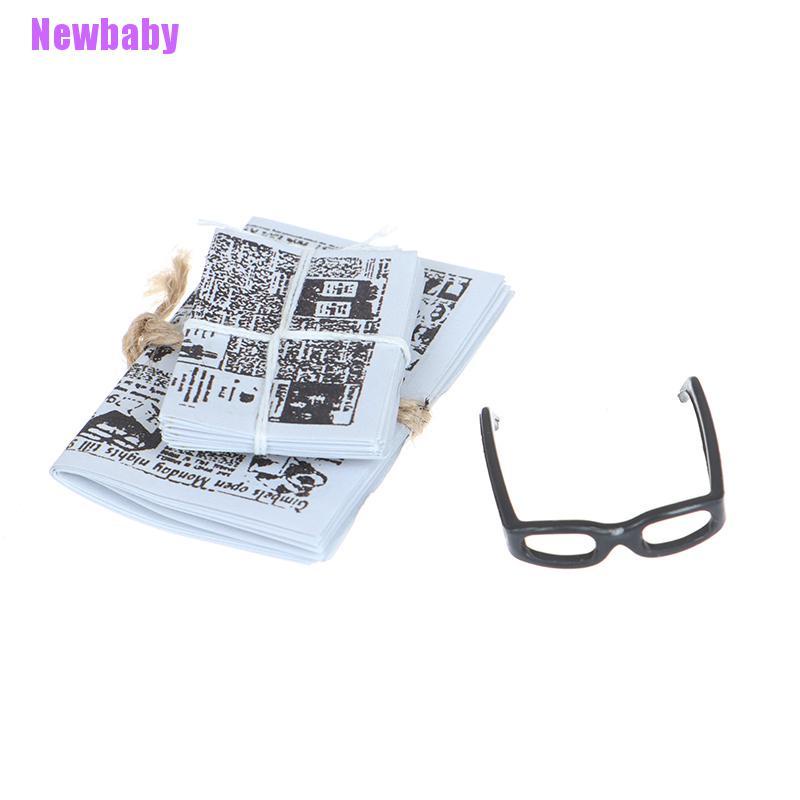 (Newbaby) Miniatur Kacamata + Koran Skala 1: 12 Untuk Rumah Boneka