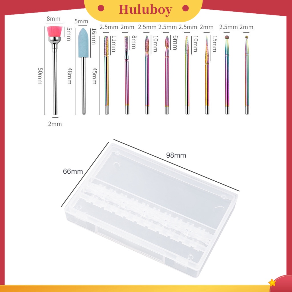 Huluboy Huluboy♡ 10pcs / Kotak Mata Bor Poles Kuku Universal Kekuatan Tinggi Untuk Manicure Wanita
