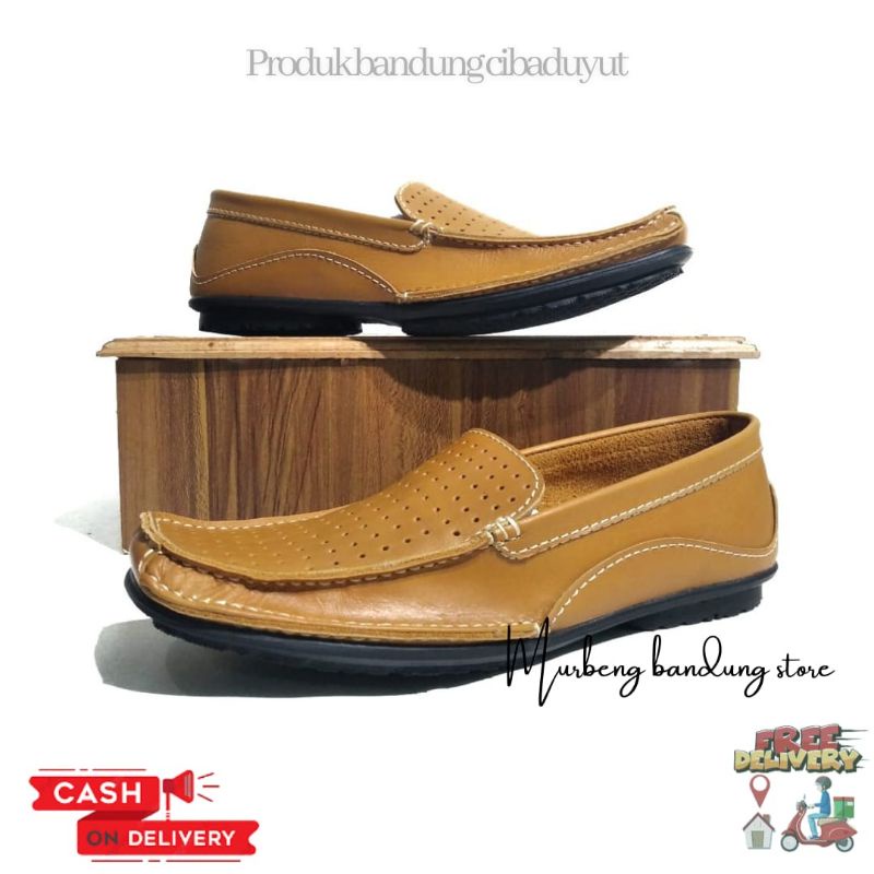 sepatu slip on pria asli kulit original