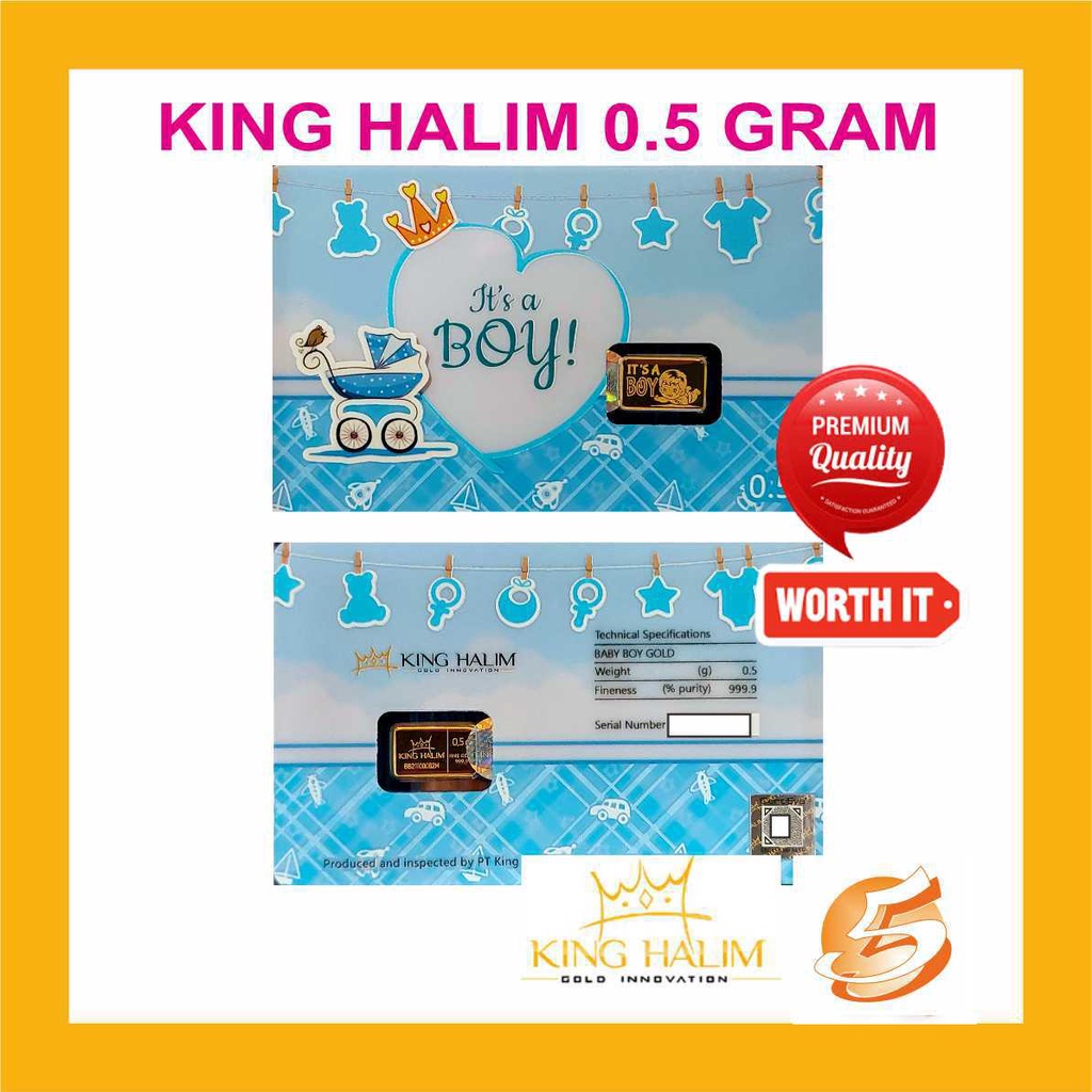 Emas Logam Mulia King Halim 0,5 0.5 gram edisi its a boy Certieye kelahiran bayi laki laki welcome b