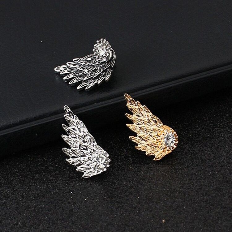 Anting Malaikat sayap vintage tiga dimensi anting berlian bulu earrings