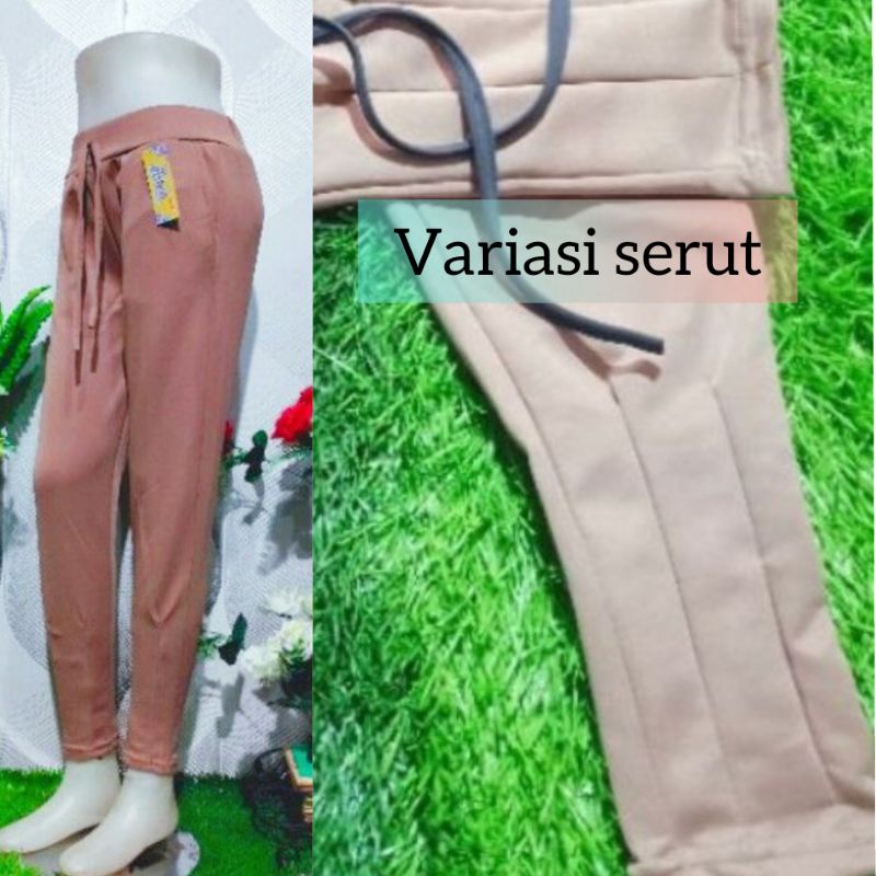 Luna basic pants scuba variasi mode big size celana casual wanita fit to M L XL/celana kargo scuba