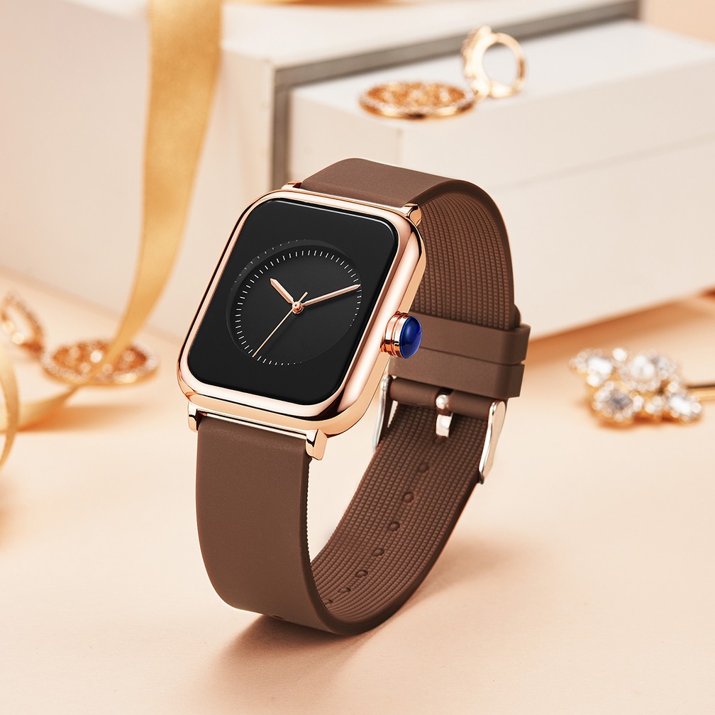 REBIRTH Jam Tangan Wanita Santai Mode Tali Silikon Display Kuarsa Simple Dial Tahan Air Jam Cewek-5