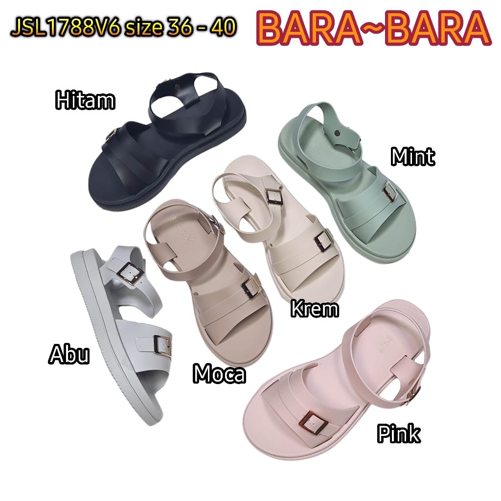 jelly sandal tali wanita barabara karet import sendal cewek bara bara JSL1788V6