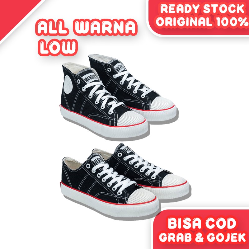 Sepatu Sekolah Dilan Warior / Warrior Classic LC Low  Black White dan HC High Sneakers Original 100%