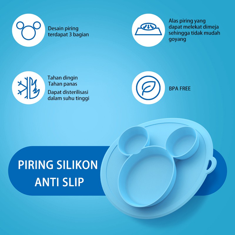 [1KG 8PCS] LBS Piring Silikon Bayi Anti Pecah Anti Tumpah Anti Slip Sekat 3 BPA Free