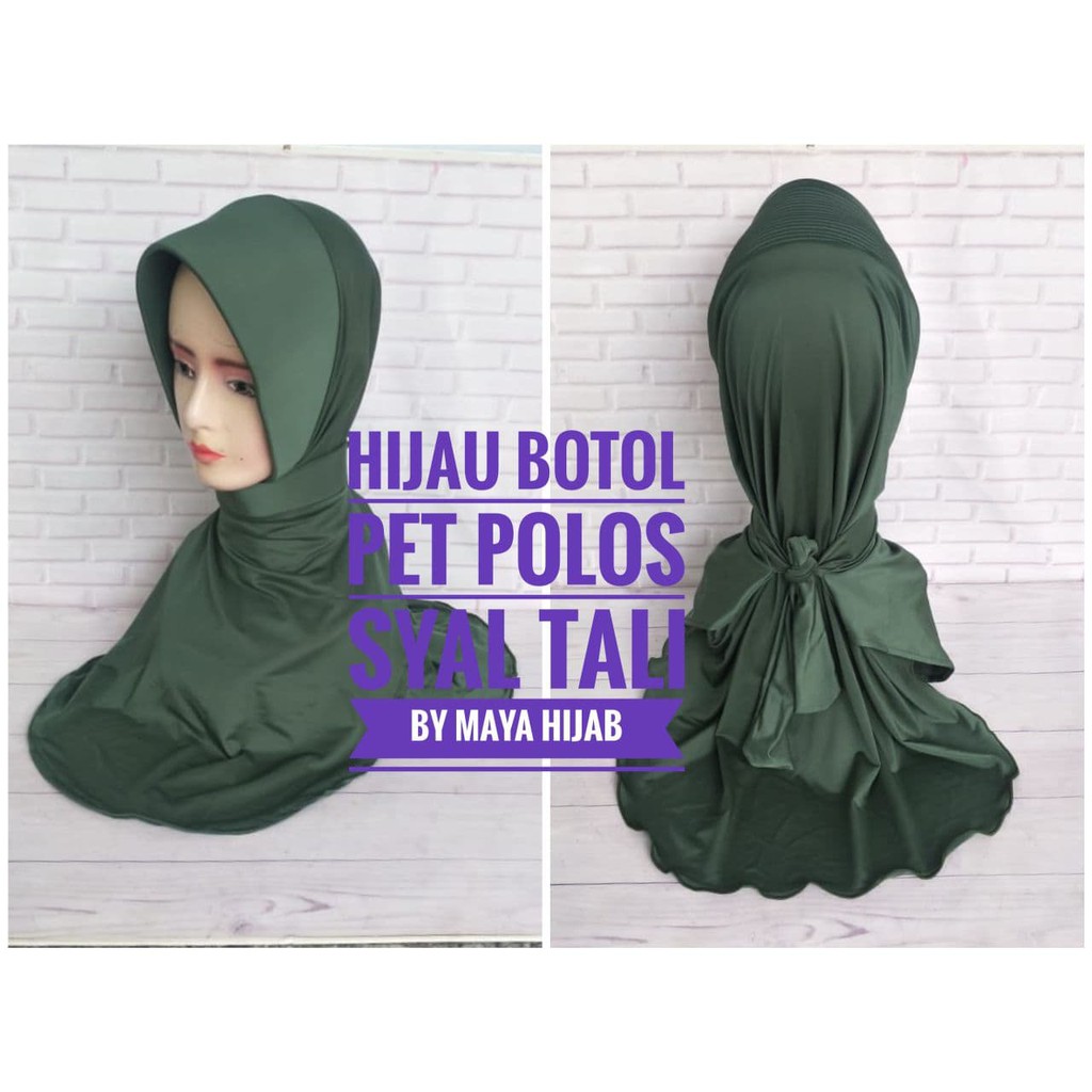 Jilbab Hijau Botol pe polos syal tali