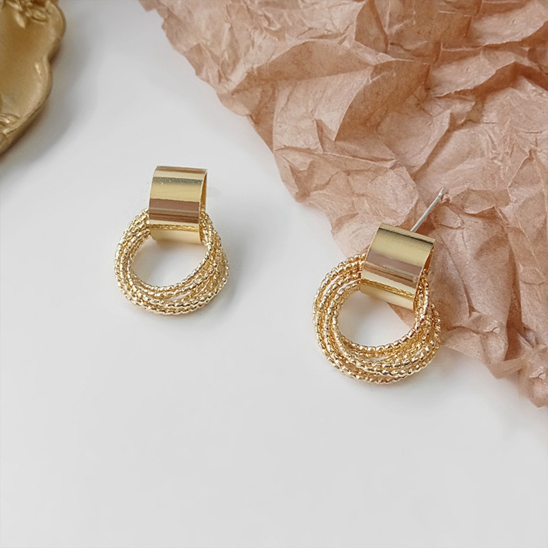 Anting Tusuk Gantung Temperament Warna Gold Gaya Koreatrendy Untuk Wanita