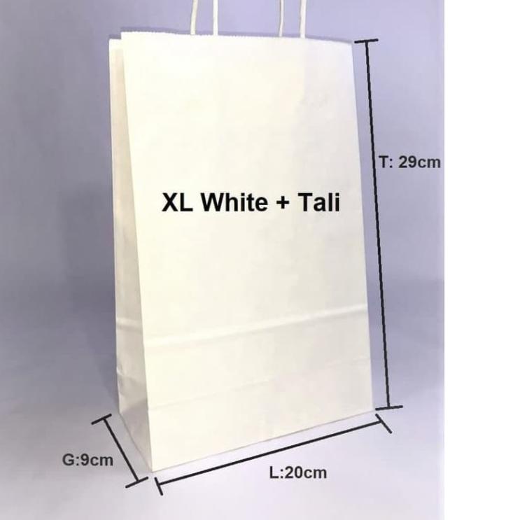 

VH5✦ (10 Pcs) Paperbag SOS XL 20x9x29cm Putih + Tali Koleksi Terbaru