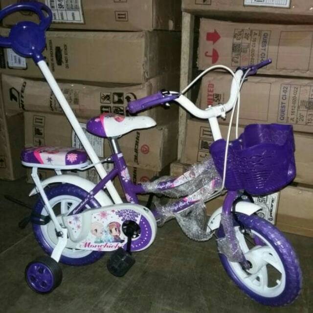 Sepeda Anak Dorongan Stir Monchichi 12 Purple