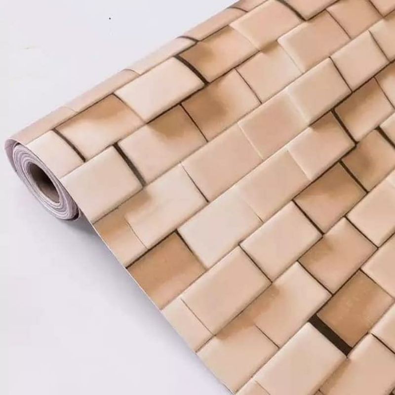 Wallpaper Sticker Dinding Bata Coklat 3D Mewah Modern