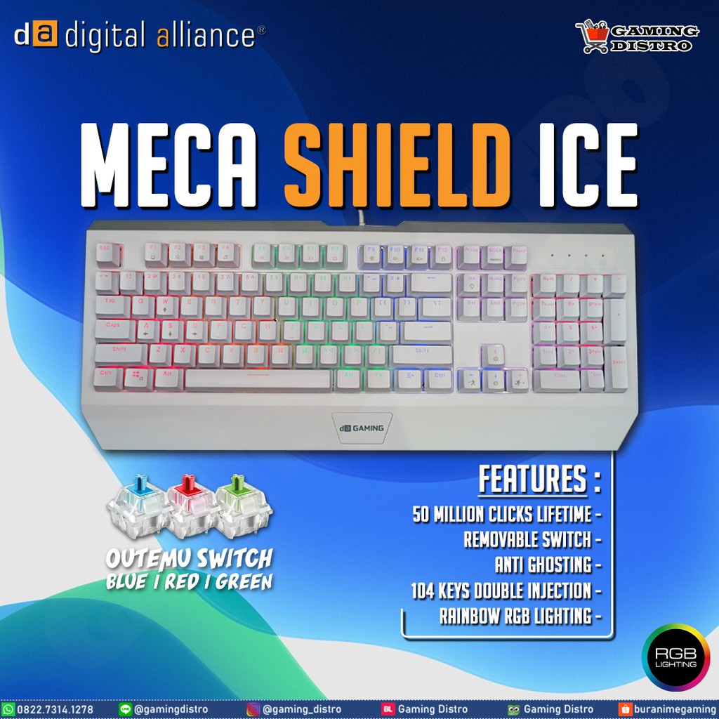 Digital Alliance Meca Shield Ice White RGB Mechanical Keyboard