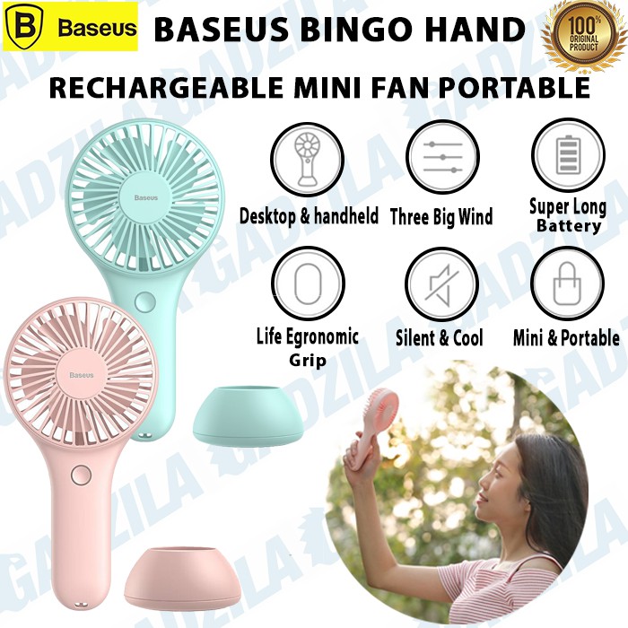 BASEUS BINGO HAND MINI USB FAN KIPAS ANGIN PEGANG + DESKTOP MEJA