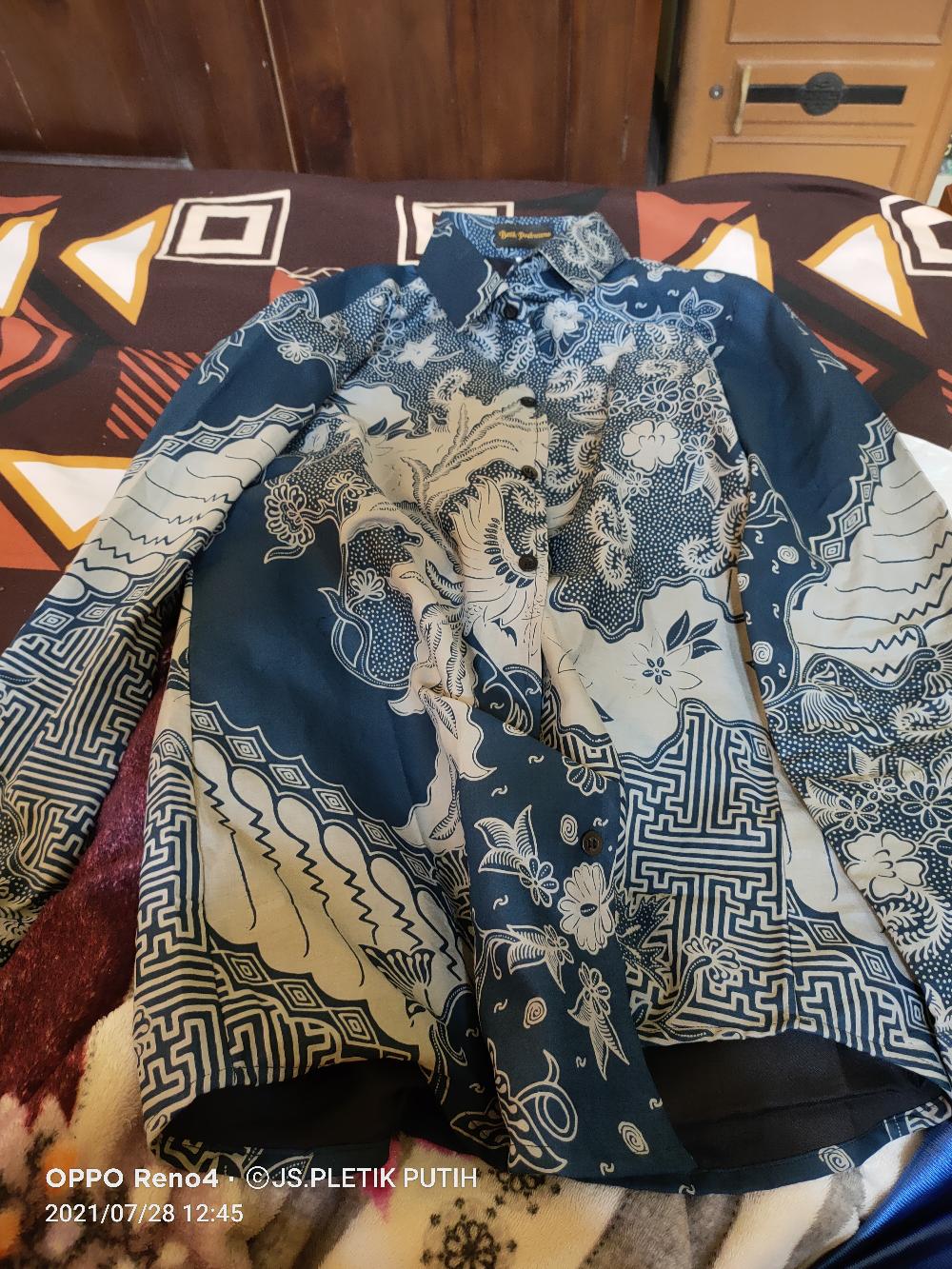 Murai Batu Kemeja Batik Pria Lengan Panjang Slimfit Katun Printing Hem Baju Atasan Kantor Modern