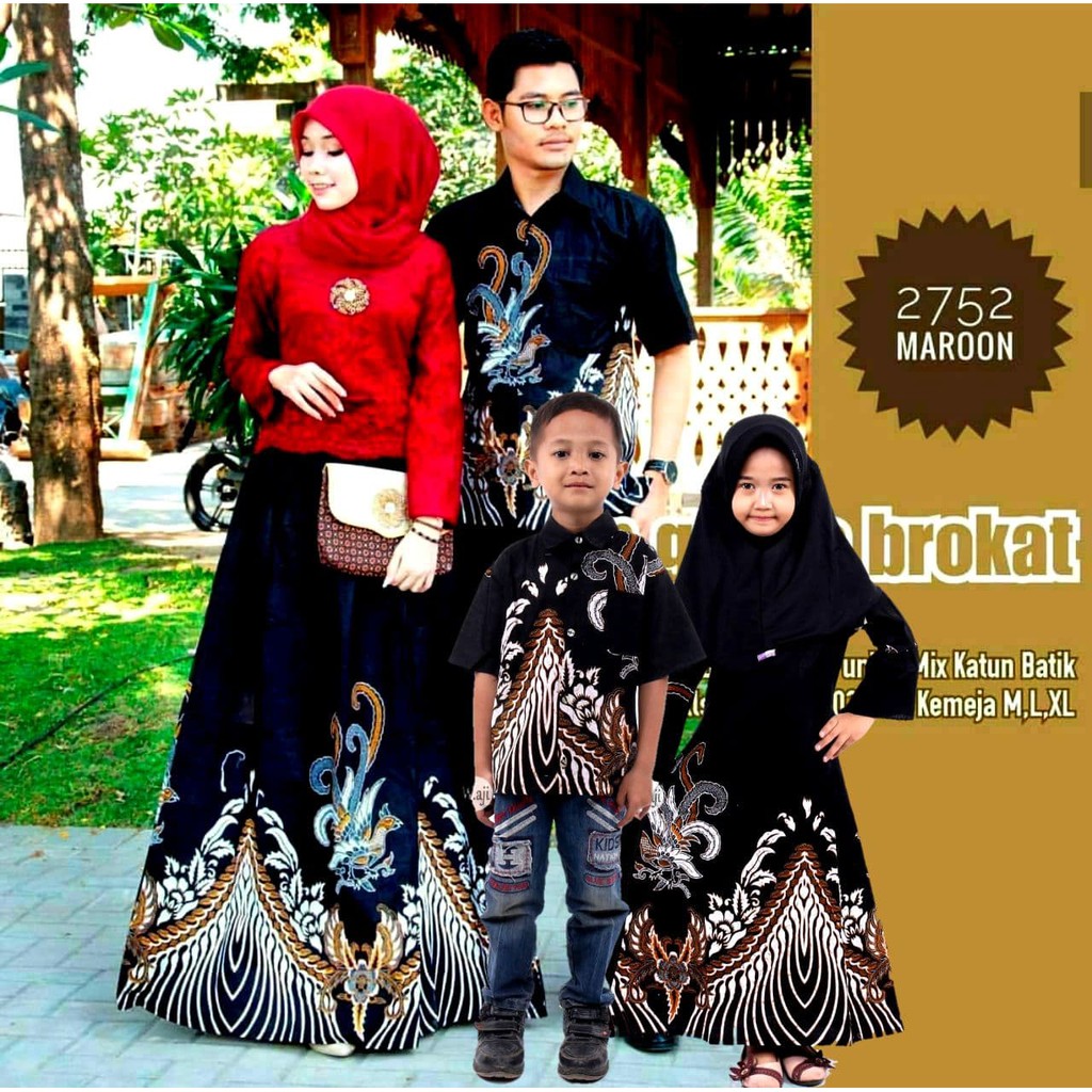 Couple Brukat Ayam Gamis Sarimbit Batik Keluarga - Bisa Beli Terpisah