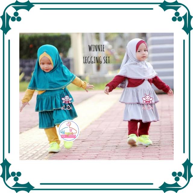 Busana muslim kekinian | setelan legging anak dan hijab | grosir baju surabaya