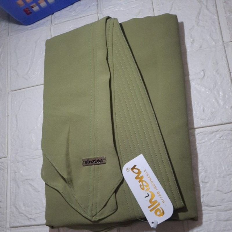 ELHASNA//KHIMAR L ORI ELHASNA/CERUTY BABYDOLL DUA LAYER/KHIMAR ELHASNA/KHIMAR LANCIP-Ijo matcha