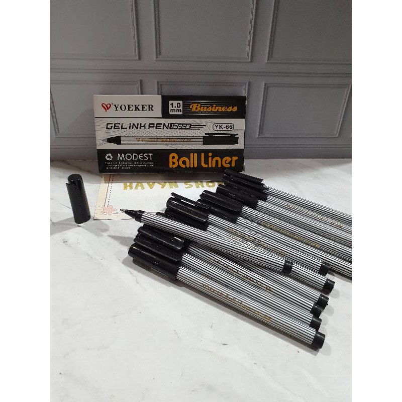 (12pc) pen gel 1.0MM untuk tanda tangan BALL LINER-2