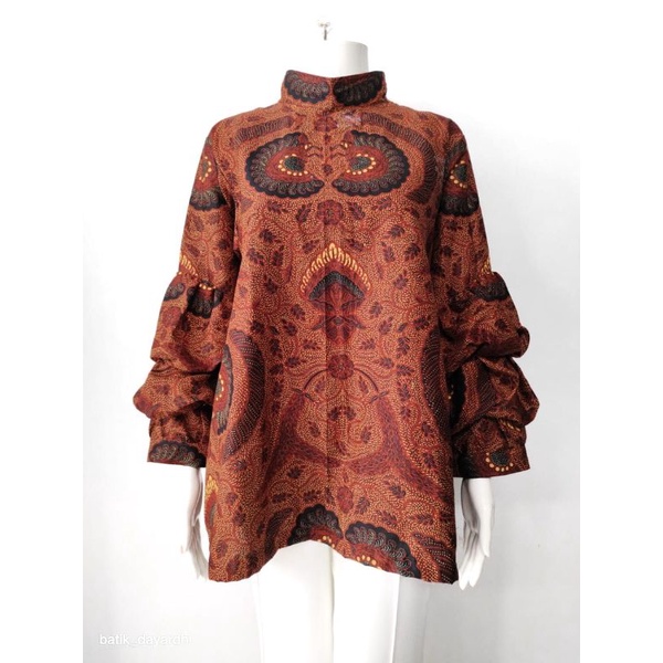 DAYARDHI atasan batik wanita sogan batik jarik batik lapis trikot batik premium wanita-1