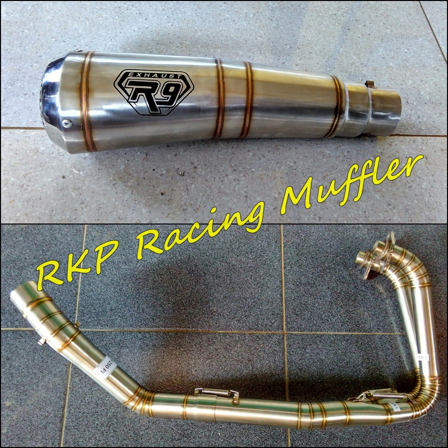 Knalpot R9 GP series stainless steel untuk motor CBR250RR - Ninja 250 R / Fi - R25 - MT25