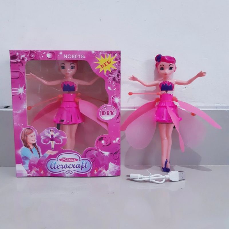 Mainan Peri Terbang Sensor - Helikopter Barbie Baterai Anak Perempuan