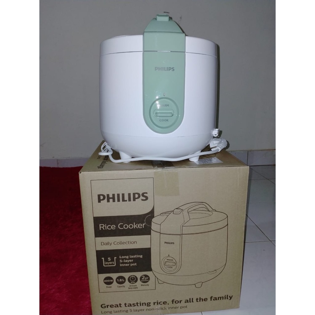 Rice Cooker Philips HD3115/30 1.8 Liter Putih - Pemanas Cerdas 3D & Fungsi Tetap Hangat 24 Jam
