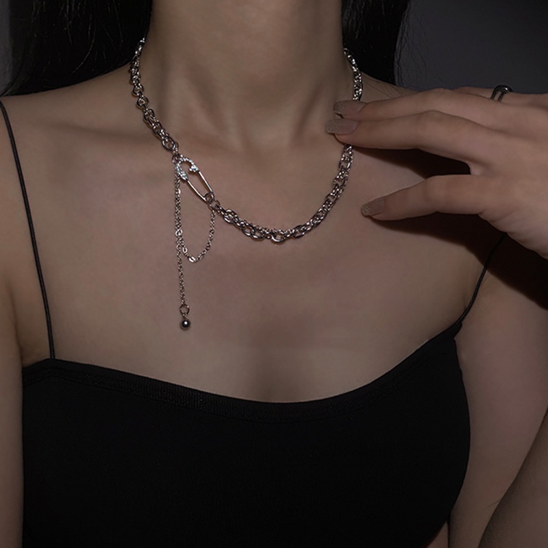 Kalung Rantai Klavikula Model Double layer Aksen Kristal Gaya Korea Untuk Wanita