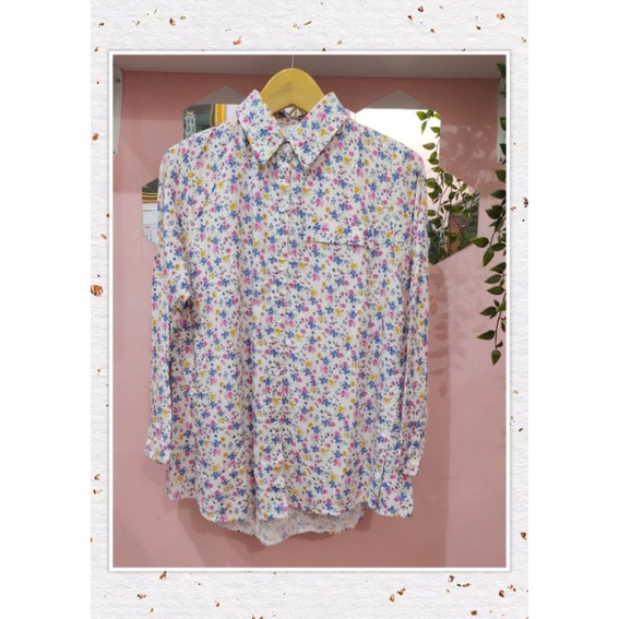 Atasan Kemeja Blouse Rayon Bunga Korean Look by Mizzle