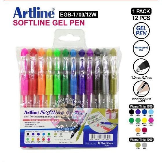 

[SET] PULPEN GEL SOFTLINE ARTLINE EGB-1700 12 WARNA