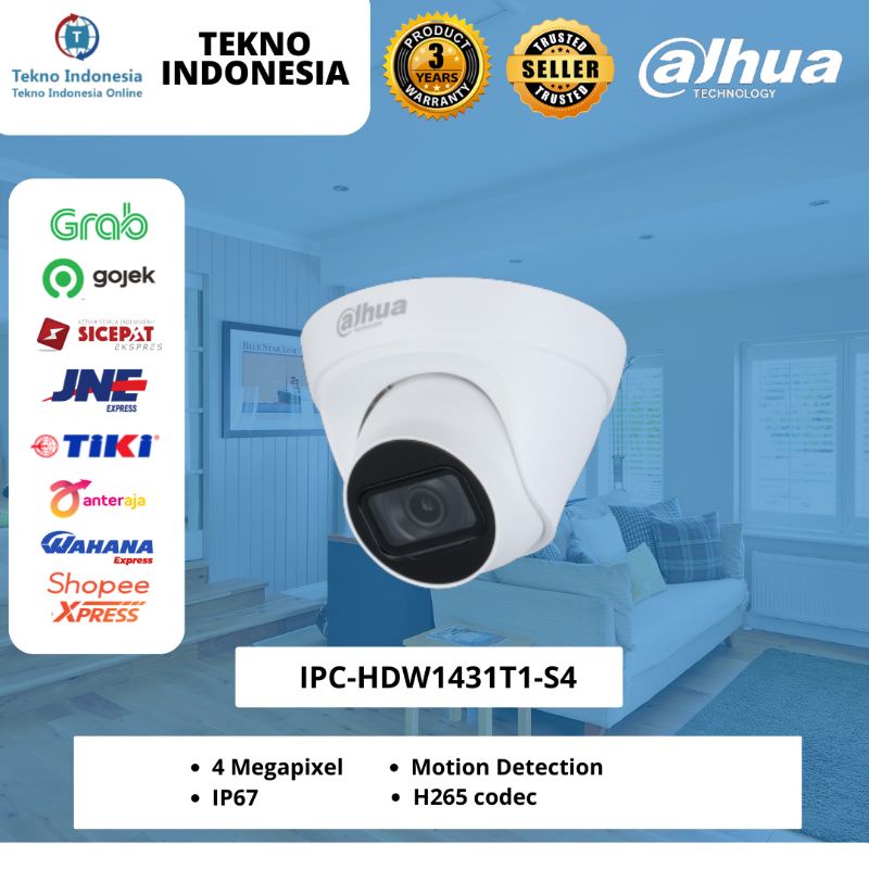 IP Camera DAHUA IPC HDW1431T1 S4 4MP Indoor Dome CCTV HDW1431T1P PoE