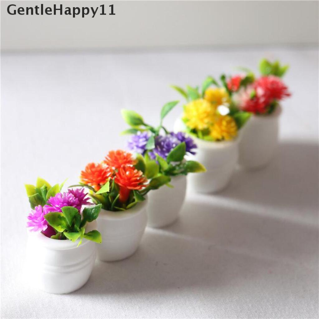 Gentlehappy 3pcs Miniatur Pot Tanaman Hijau Dekorasi Rumah Boneka 1: 12