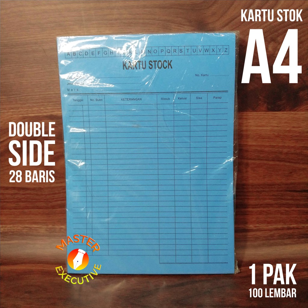 [Pak - 100 Lembar] Kartu Stok A4 - Catatan Stock Gudang Biru