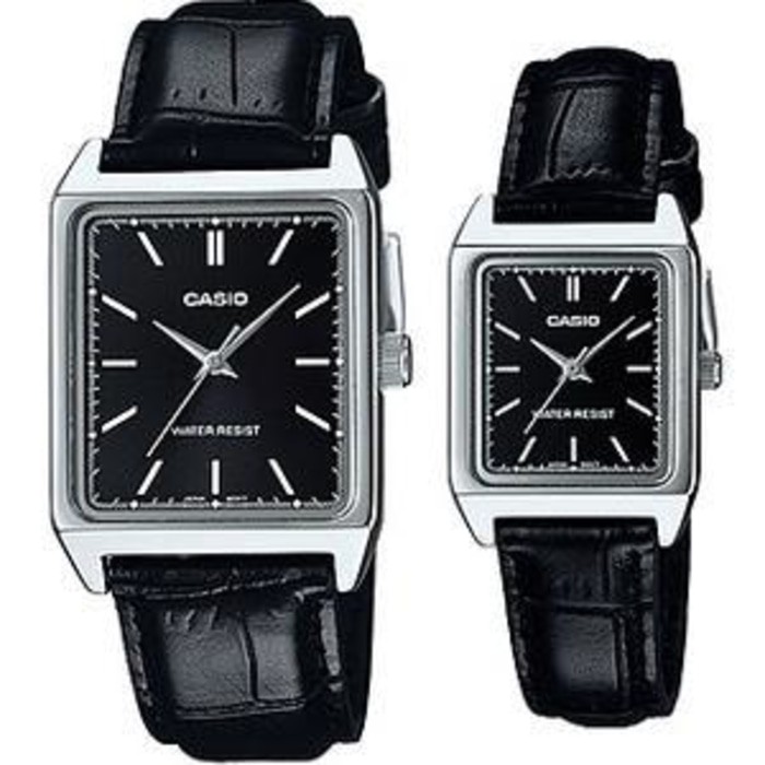 Best Seller Jam Tangan Couple Casio Tali Kulit Casio Couple Original V007L-1E