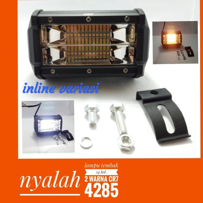 lampu tembak led 2 warna kuning putih/lampu motor mobil universal