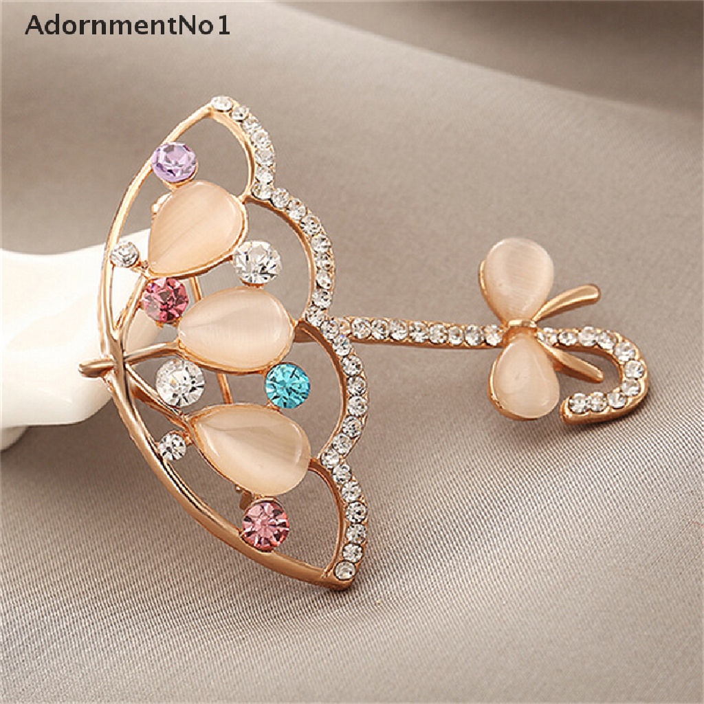 (AdornmentNo1) Bros Pin Bentuk Payung Aksen Opal + Berlian Imitasi Gaya Korea Untuk Wanita