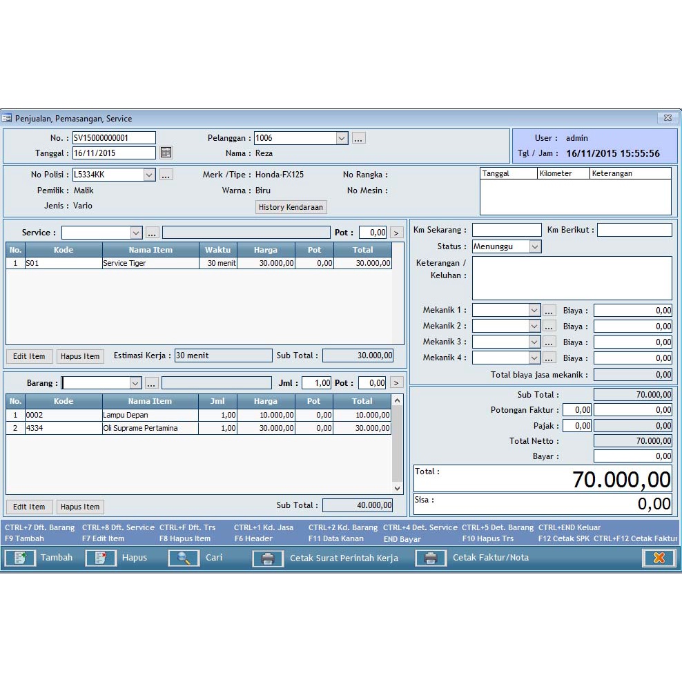 SOFTWARE PROGRAM BENGKEL 2.0 - BISA CATAT RIWAYAT SERVICE KENDARAAN &amp; PENJUALAN SPAREPART