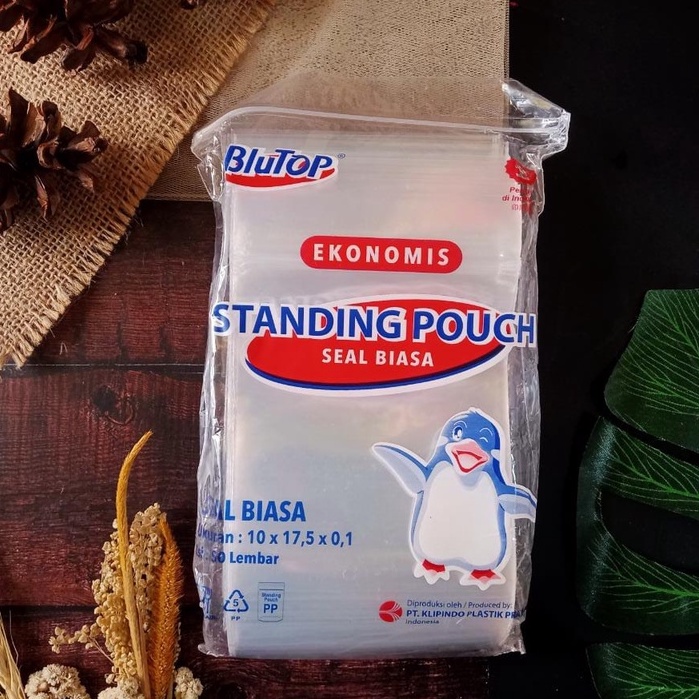 Standing Pouch 10x17 STP Single Seal / Kemasan Plastik Berdiri Klip Tebal Isi 50 - Seal Biasa