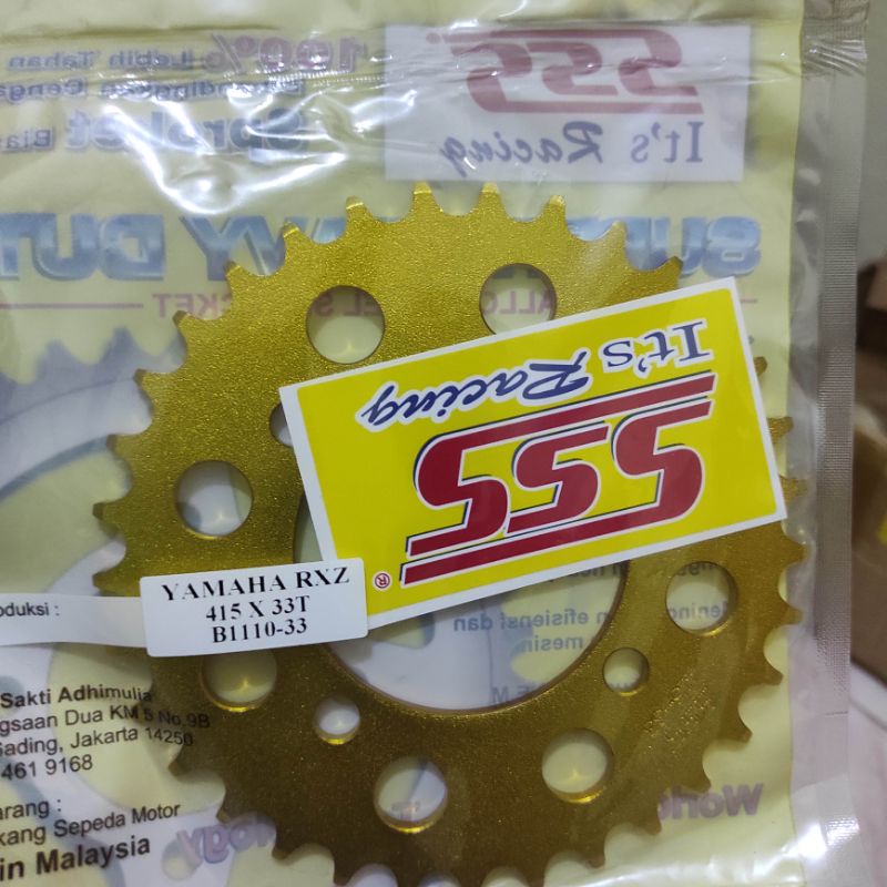 Gear Belakang SSS 415 28 30 31 32 33 34 35 36 37 38 39 40 41 RXZ RXKing Jupiter Vega MX FIZR-SSS(Gold) 415-33