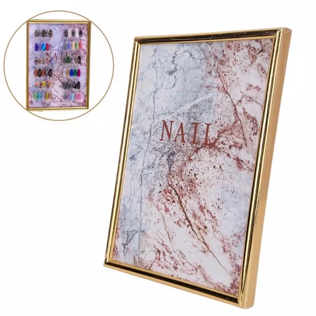 Frame gold display nailart / bingkai foto gold hasil nail art kuku palsu display frame kupal