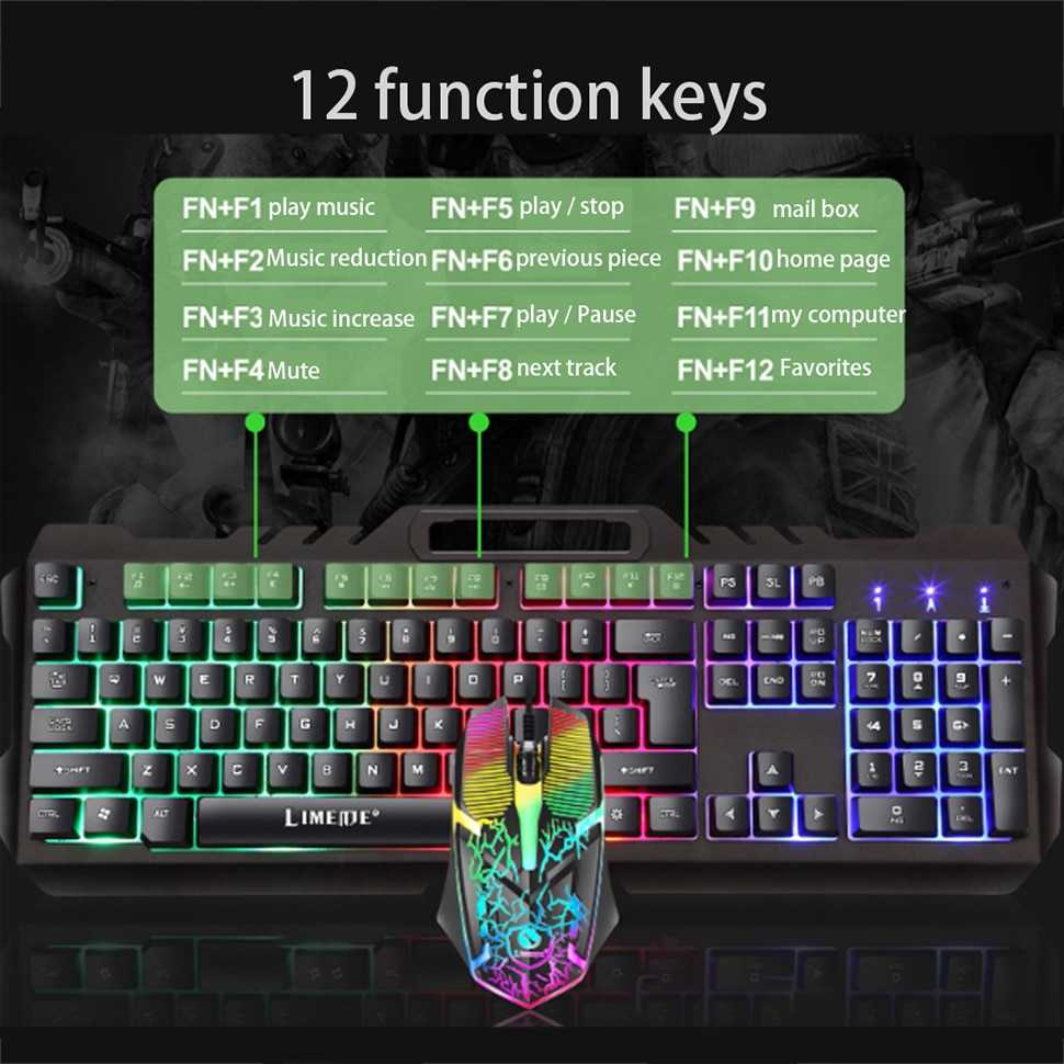 Combo Keyboard Gaming RGB with Mouse + Holder Smartphone