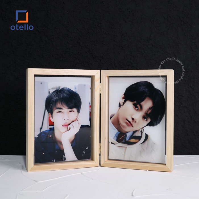Wooden Double Floating Frame Photo Foto Custom Gift Kado Pacar Sahabat