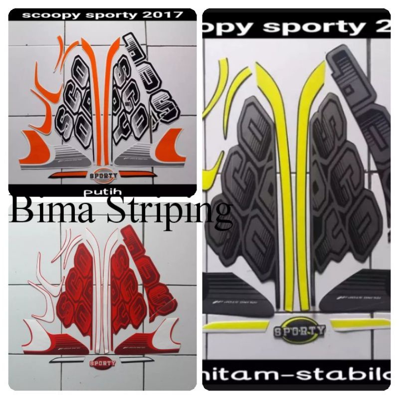 STIKER STRIPING LIS LES BODY MOTOR HONDA SCOOPY SPORTY 2017 FULL SET
