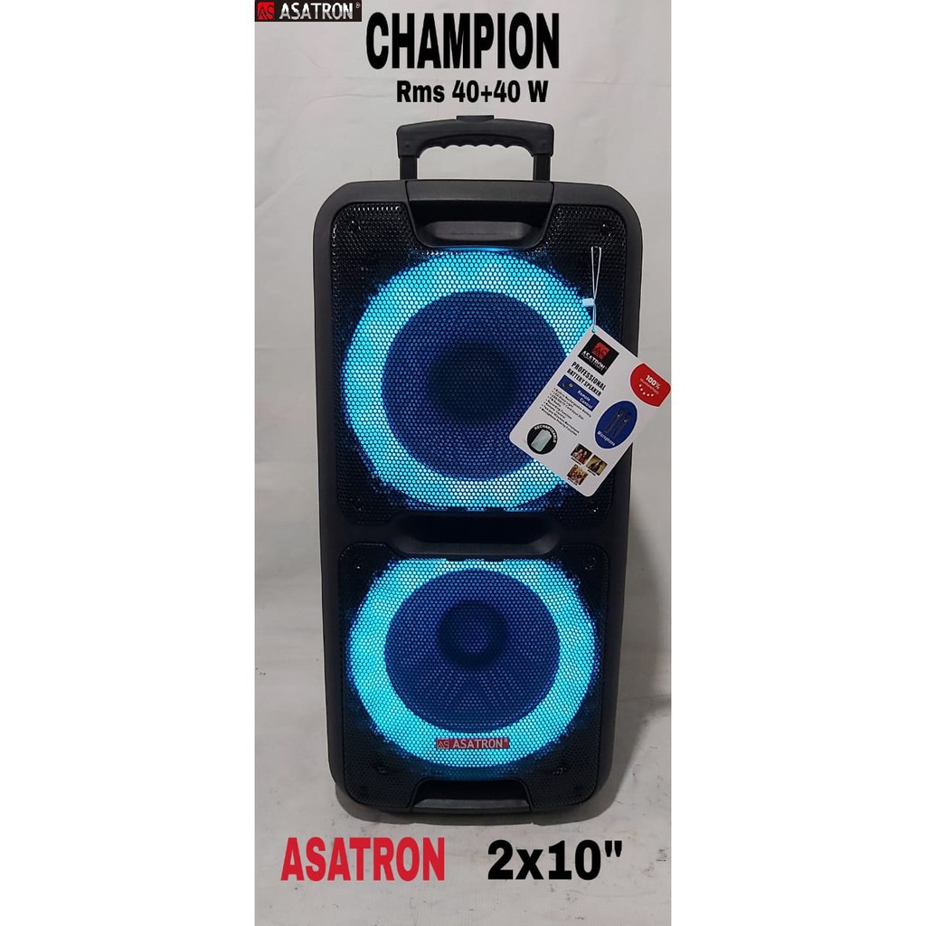 SPEAKER AKTIF PORTABLE ASATRON CHAMPION GUITAR INPUT Speaker 2X10INCH